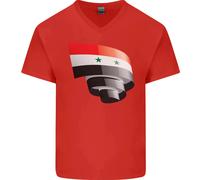 Arricciato Siria Bandiera Siriana Giorno Calcio Uomo Scollo A V Cotone T-Shirt