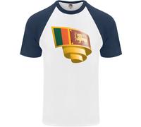 Arricciato Sri Lanka Bandiera Giorno Calcio DA UOMO S/S Baseball T-Shirt