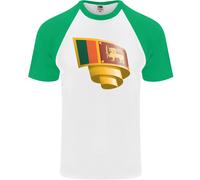 Arricciato Sri Lanka Bandiera Giorno Calcio DA UOMO S/S Baseball T-Shirt