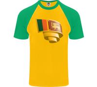 Arricciato Sri Lanka Bandiera Giorno Calcio Uomo S/S Baseball T-Shirt