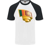 Arricciato Sri Lanka Bandiera Giorno Calcio Uomo S/S Baseball T-Shirt