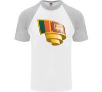 Arricciato Sri Lanka Bandiera Giorno Calcio Uomo S/S Baseball T-Shirt