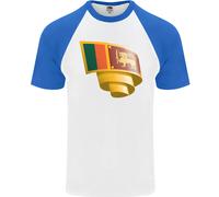 Arricciato Sri Lanka Bandiera Giorno Calcio Uomo S/S Baseball T-Shirt