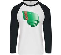 Arricciato Turkmenistan Bandiera Il Turkmen Giorno Calcio Uomo L/S T-Shirt