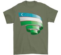 Arricciato Uzbekistan Bandiera Ukbek Giorno Calcio T-Shirt 100% IN Cotone