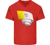 Arricciato Vaticano Bandiera Uomo Scollo A V Cotone T-Shirt