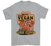 Arricciatura A per Vegani Città Divertente Turchia Uomo T-Shirt 100% Cotone