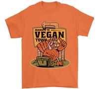 Arricciatura A per Vegani Città Divertente Turchia Uomo T-Shirt 100% Cotone