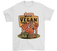 Arricciatura A per Vegani Città Divertente Turchia Uomo T-Shirt 100% Cotone