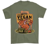 Arricciatura A per Vegani Città Divertente Turchia Uomo T-Shirt 100% Cotone