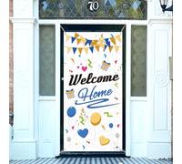 arricraft 1 copertura per porta con motivo "Benvenuto a casa, banner fotografico, per feste, porta, portico, decorazione interna ed esterna, 35,4 x 72,8 (5) cm