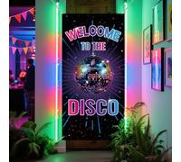 arricraft 1 pezzo Retro Disco Poliestere Porta Copertura Della Disco Disco Luce Sfera di Benvenuto Sfondo Banner Porta Veranda Segni Fotografia Sfondo Per Interni Esterni Veranda Accessori