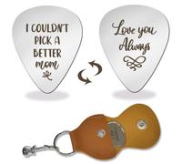 Arricraft 1 plettro in acciaio inox, con scritta "I Couldn't Pick a Better Mom", con supporto in pelle, con impugnatura in metallo, per festa della mamma, compleanno, chitarrista