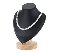 arricraft 1 pz Espositore per Collana con Busto, Espositore per Gioielli In Pelle PU Nera In Legno, Porta Manichino per Collana, Porta Catena per Negozio di Casa