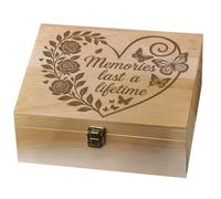 arricraft 1 scatola dei ricordi in legno, con coperchio incernierato, con coperchio incernierato, per ricordi e lettere, 24,5 x 19,5 x 10,3 cm