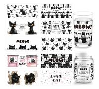 arricraft 10 foglio Black Cat UV DTF Cup Wrap per Vetro 16OZ, Are You Need Is Love And A Cat Strofinare Sulle Decalcomanie Adesivi per Trasferimento di Animali Dei Cartoni Animati
