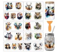 arricraft 10 pezzi di animali selvatici tema Coppa PVC stampa trasferimento adesivo, olio foresta animale modello UV impermeabile tazza Kit adesivo per 16 oz decorazione bicchieri