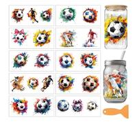 arricraft 10 pezzi Sport Tema PVC Taglio Trasferimento Adesivi, Acquerello Calcio Modello UV Impermeabile Taglio Adesivo per 16 oz Occhiali Finestra Stampa Home Decorazione 24x11cm