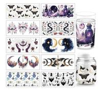 arricraft 10 pz. Carta per Trasferimento UV con Stampa di Tazze A Tema Elementi Fantasy Colorati, 10 Stili Divinazione Occhi Farfalle DTF adesivi per mobili decorativi di Vetro Da 16 OZ