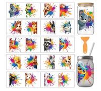 arricraft 10 pz di adesivi per tazze in PVC con motivo a scarabocchio, divertente scimmia gatto coniglio kit di adesivi per tazze impermeabili ai raggi UV per la di stampa di bicchieri da 16 oz.