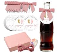 arricraft 100 etichette regalo per bottiglia Baby Shower, impronta rosa | 2.6"x2.6" Vino Bottiglia Champagne Favor Tag Tag con Nastri per Festa della Doccia Confezione Regalo