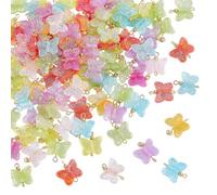 arricraft 100 Pz Colorato Chiaro Acrilico Farfalla Charms, AB Color Plating Butterfly Connectors Pendente con Acciaio Inox Doppi Anelli per DIY Collana Gioielli Making
