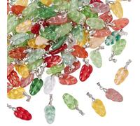 arricraft 100 Pz Foglia Gradiente Colore Cottura Vernice Ciondoli di Vetro, Colori Misti Fatto A Mano Ceco Lampadario Vetro Foglia di Cristallo Charms per DIY Bracelet Jewelry Making