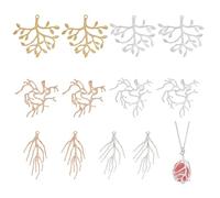 arricraft 12 pz Branch Shape Blanks Impostazioni della punta, 6 stili vassoi pendenti Lunette aperte Spicce rami vassoi artiglie fatti a mano per la fabbricazione di gioielli artigianali fai da te