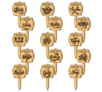 arricraft 15 pezzi di etichette per piante, marcatori in legno, etichette da giardino a cerchio irregolare con motivo retrò stampato per semi di ortaggi in vaso 12x6.35cm