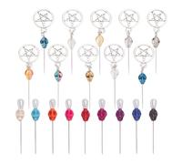 arricraft 19 pz. Spille Rituali Magiche per Candele, Spilla A Forma di Teschio In Acciaio Al Carbonio con Ciondolo con Distintivo A Pentagramma In Turchese Sintetico per Cucito di Abiti Da Corsage
