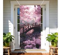 arricraft 1pc Cherry Tema Poliestere Porta Coperta, 72.83 "x35.43" Rosa Cherry Blossoms Pattern Background Banner Porta Fotografia Sfondo per la decorazione della casa di festa
