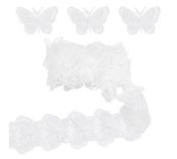 arricraft 2.5 Yards (2.286m) 3D White Butterfly Pearl Lace Trim, Nastro di Pizzo In Organza con Ricamo A Farfalla Bianco Largo 6.8cm, per Cucito e Accessori per Abiti Da Sposa