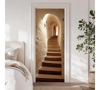 arricraft 2 adesivi 3D autoadesivi per porta, 80 x 200 cm, scale nel castello, decorazioni vintage per scale, murales in PVC, carta da parati rimovibile per camera da letto, soggiorno