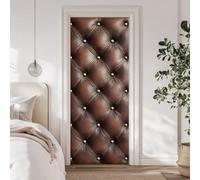 arricraft 2 adesivi autoadesivi per porta, 80 x 200 cm, in pelle marrone, bottoni dorati, adesivi murali in PVC, carta da parati rimovibile, decorazione per camera da letto e soggiorno