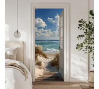 arricraft 2 adesivi per porte autoadesivi da 31,5 "X78,7", con piante da spiaggia, cielo e nuvole, porte in PVC, decorazione per carta da parati rimovibile, per camera da letto, soggiorno, decorazione