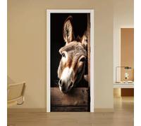 arricraft 2 pezzi adesivi autoadesivi per porta, 80 x 200 cm, motivo tavola di legno con asino, adesivi murali per porta, porte in PVC, carta da parati rimovibile, decorazione per camera da letto e