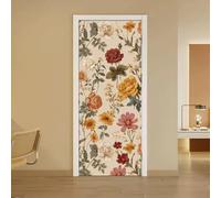 arricraft 2 pezzi adesivi autoadesivi per porta, 80 x 200 cm, stile vintage bohémien botanico motivo floreale con rose, adesivi murali per porte in PVC carta da parati rimovibile decorazione per