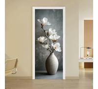 arricraft 2 pezzi adesivi per porte autoadesivi, 80 x 200 cm Adesivi murali per porte con motivo fiore di magnolia in vaso Adesivi in PVC per porte rimovibili per la decorazione di camere da letto e