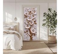 arricraft 2 pz Adesivo per Porta Autoadesivo, 80cmx200cm/31.5"X78.7" 3D Fiore e Ramo Dorato Adesivi Murali per Porte PVC Carta Da Parati Rimovibile Decorazione per Camere Da Letto Soggiorno