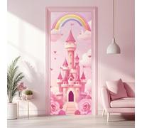 arricraft 2 pz adesivo porta Autoadesivo, 31.5"X78.7" Adesivi Murali per Porte con Castello Rosa, Stelle, Arcobaleno, Rose, Motivo In PVC, Decorazione per Camere Da Letto e Soggiorno