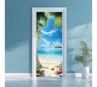 arricraft 2 pz adesivo porta Autoadesivo, 80cmx200cm/31.5"X78.7" Adesivi Murali per Porte Da Spiaggia Estiva Cocos PVC Carta Da Parati Rimovibile Decorazione per Camere Da Letto Soggiorno