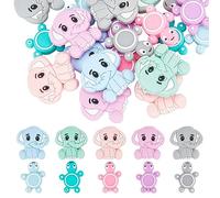 arricraft 20 pezzo 2 perline In Silicone Elefante Tartaruga, Perline Animali Colorate Perline In Silicone Perline Distanziatrici per Portachiavi Cordino Gioielli Creazione di Artigianato Fai-Da-Te