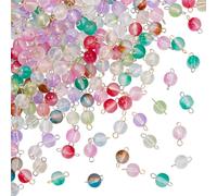 arricraft 200 Pz Vetro Connettore Charms, 8.5mm Perline Tonde Colorate con 304 Loops In Acciaio Inox Connettore di Cristallo Pendenti Charm Link per Braccialetto Gioielli Making