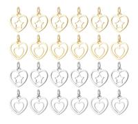arricraft 24 Pezzi di 6 Ottone Scavato Charms Cuore, Open Lunetta Cornice Bordo Cuore Pendente per DIY Craft Collana Resina Goffrato Pendente Gioielli Making Accessori