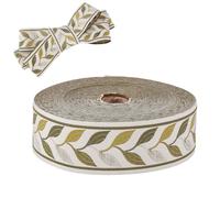 arricraft 25 Yards Nastro Vintage Ricamato, Tessuto Da 1.4 pollice Cucito Intrecciato Motivo Foglia Verde Frangia Decorazione per Fai Da Te Abbigliamento Tenda Decorazione Arredamento Casa