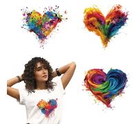 arricraft 4 fogli adesivi termoadesivi a forma di cuore con schizzi di cuori, adesivi trasferibili colorati per magliette, jeans, zaini, famiglie, abbigliamento, cappelli, decorazione applique
