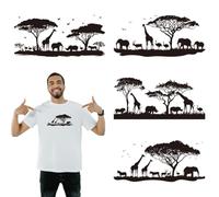 arricraft 4 fogli di adesivi termoadesivi neri con sagome di animali, savana, elefante, leone, silhouette, adesivi trasferibili, per fai da te, magliette, jeans, zaini, famiglie, abbigliamento