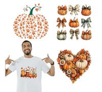 arricraft 4 pezzi adesivi con logo in pellicola termotrasferibile a tema autunnale, 4 modelli con motivo zucca per la stagione del raccolto, decalcomanie da stirare su magliette, cappelli e oggetti