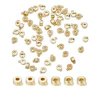 arricraft 60 Pezzo di Perline A Crimpare in Ottone, Reale 14K Placcato Oro Colonna Perline Cord End Caps Metallo Allentato Rondelle Perline Spacer per Artigianato Fai da Te Collana Bracciale