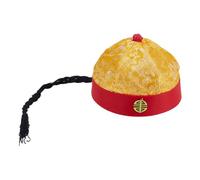 arricraft Cappello da imperatore cinese antico cinese per adulti, con treccia lunga, cappello da imperatore Qing orientale, per feste in maschera asiatica, spettacoli teatrali, travestimenti